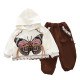 12M-5Y Toddler Girls Butterfly Hooded Sweatshirts Two-Piece Set  Girls Clothing   