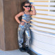 18M-7Y Toddler Girls Silver Glossy Sleeveless Camisole And Pants Two-Piece Set  Girls Clothes   