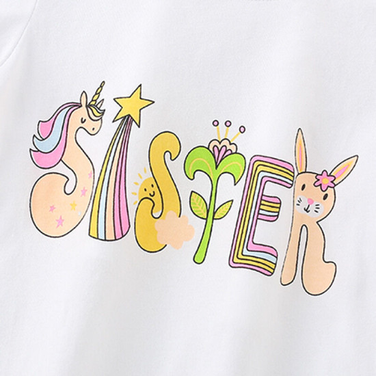 18M-7Y Toddler Girls Sets Letter Short Sleeve T-Shirts Trousers  Girls Clothes   