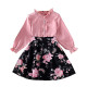 3-7Y Toddler Girls Sets Long Sleeve Ruffled Top Flower Skirts  Girls Clothes   