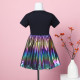 3-8Y Kids Girls Patchwork Fish Scale Unicorn Print A-Line Dresses  Clothing Kidswear   