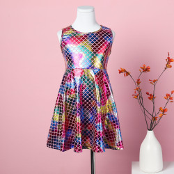 3-8Y Kids Girls Sleeveless Mermaid Scale Party Dresses  Kids Clothing   