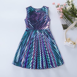 3-8Y Kids Girls Sleeveless Mermaid Scale Party Dresses  Kids Clothing   