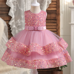 9M-5Y Evening Gown Princess Dresses For Girls Sequin Lolita Butterfly Pearl Dress   