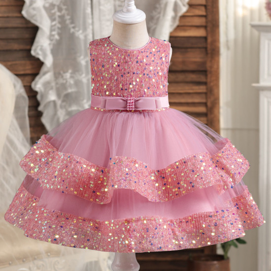 9M-5Y Evening Gown Princess Dresses For Girls Sequin Lolita Butterfly Pearl Dress   