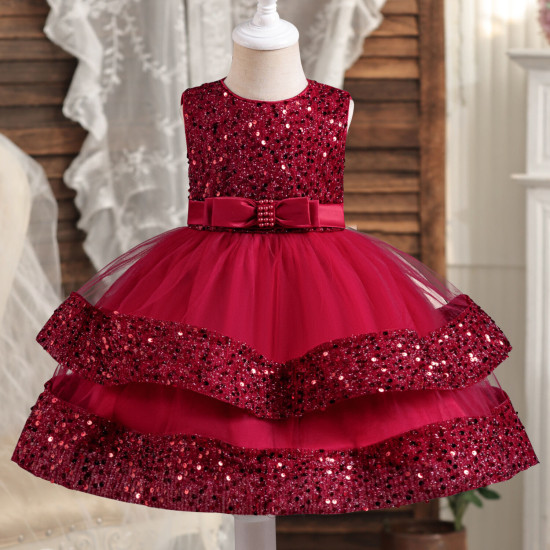 9M-5Y Evening Gown Princess Dresses For Girls Sequin Lolita Butterfly Pearl Dress   