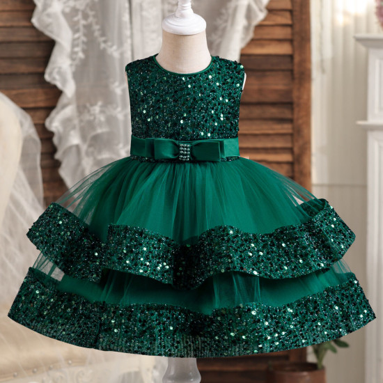 9M-5Y Evening Gown Princess Dresses For Girls Sequin Lolita Butterfly Pearl Dress   