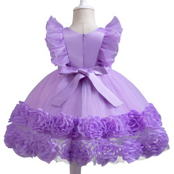 9M-5Y Evening Gown Mesh Princess Dresses For Girls Flutter Sleeve  Clothes   