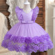 9M-5Y Evening Gown Mesh Princess Dresses For Girls Flutter Sleeve  Clothes   