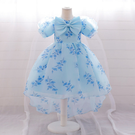 12M-3Y Toddler Girls Floral Bow Trailing Princess Dresses  Girls Clothes   