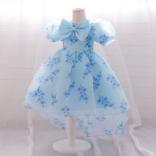 12M-3Y Toddler Girls Floral Bow Trailing Princess Dresses  Girls Clothes   