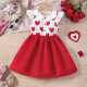 18M-6Y Toddler Girls Flying Sleeve Love Patchwork Dresses  Girls Clothes   