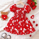 18M-6Y Toddler Girls Valentine's Day Puff Sleeve Love Print Dresses  Girls Clothes   