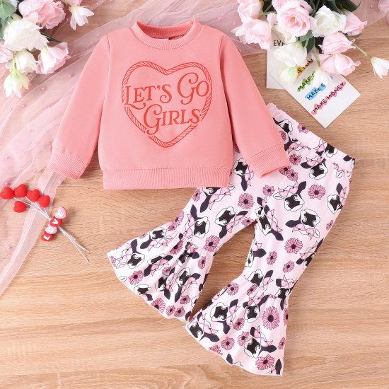 9M-4Y Toddler Girls Sets Valentine's Day Sweatshirts Pants  Girls Clothes   