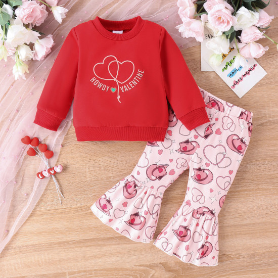 9M-4Y Toddler Girls Sets Valentine's Day Sweatshirts Pants  Girls Clothes   