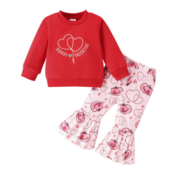 9M-4Y Toddler Girls Sets Valentine's Day Sweatshirts Pants  Girls Clothes   