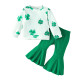 9M-4Y Toddler Girls Sets St. Patrick'S Day Tops And Flared Pants  Girls Clothes   