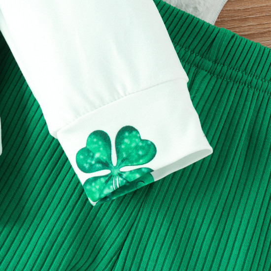 9M-4Y Toddler Girls Sets St. Patrick'S Day Tops And Flared Pants  Girls Clothes   