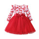 18M-6Y Toddler Girls Valentine's Day Love Patchwork Mesh Long-Sleeved Dresses  Girls Clothes   