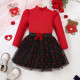 4-9Y Kids Girls Sets Knitted Tops And Mesh Skirts Valentine's Day  Clothing Kidswear   