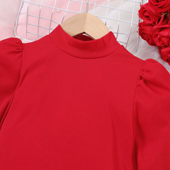 4-9Y Kids Girls Sets Knitted Tops And Mesh Skirts Valentine's Day  Clothing Kidswear   