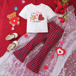 18M-6Y Toddler Girls Sets Valentine'S Day Love T-Shirts & Pants  Girls Clothes   