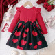 18M-6Y Toddler Girls Valentine's Day Heart Bow Long Dresses  Girls Clothes   