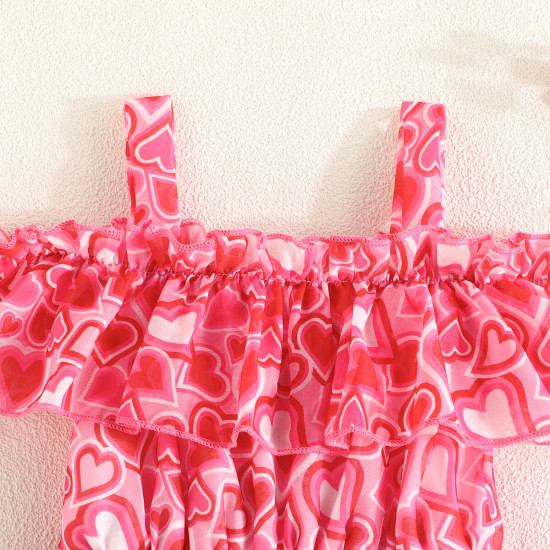 9M-6Y Toddler Girls Valentine's Day Love Chiffon Dresses  Girls Clothes   