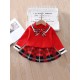 Two Pieces School Wear Checked Print Knit Kid Girls Outfits Sets Tie Sweater And Skirt 210722664  