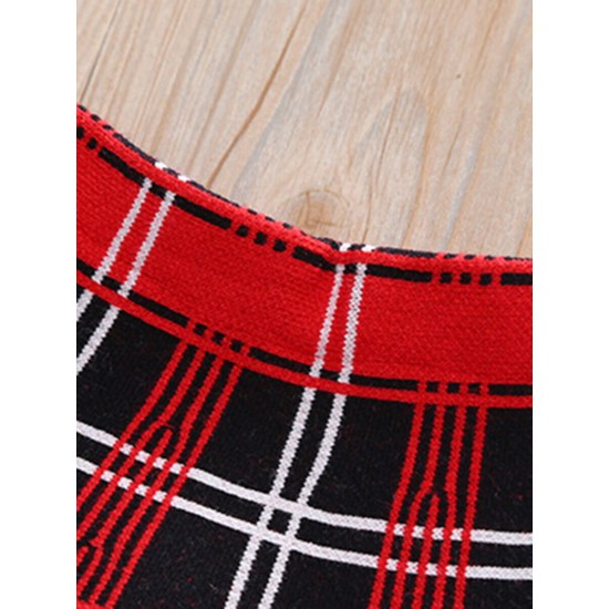 Two Pieces School Wear Checked Print Knit Kid Girls Outfits Sets Tie Sweater And Skirt 210722664  
