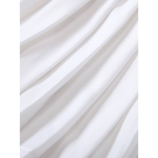 2 Pieces Kid Girl School Uniform Set Contrast Collar Top With Pleated Skirt  