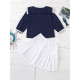 2 Pieces Kid Girl School Uniform Set Contrast Collar Top With Pleated Skirt  