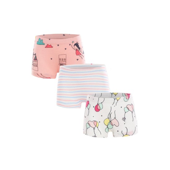 3 Pack Little Big Girl Cartoon Print Briefs  