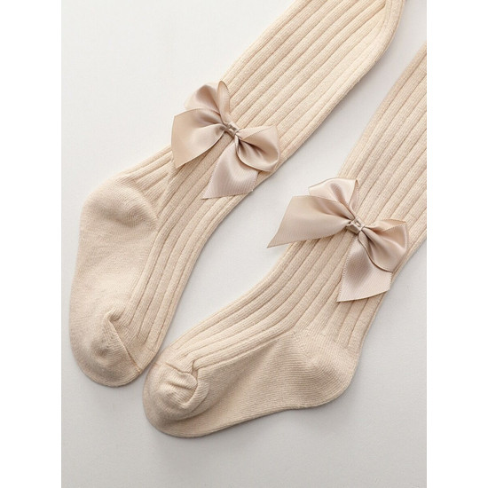 Kid Girl Bow Hem Plain Tights  