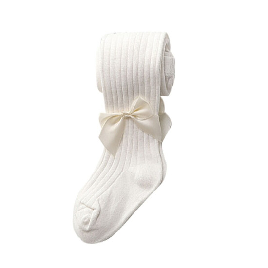 Kid Girl Bow Hem Plain Tights  