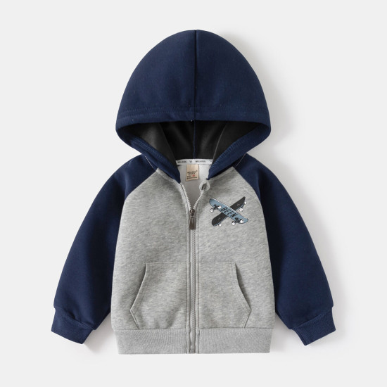 18M-6Y Toddler Boys Color Block Skateboard Zipper Jackets  Boys Clothing   