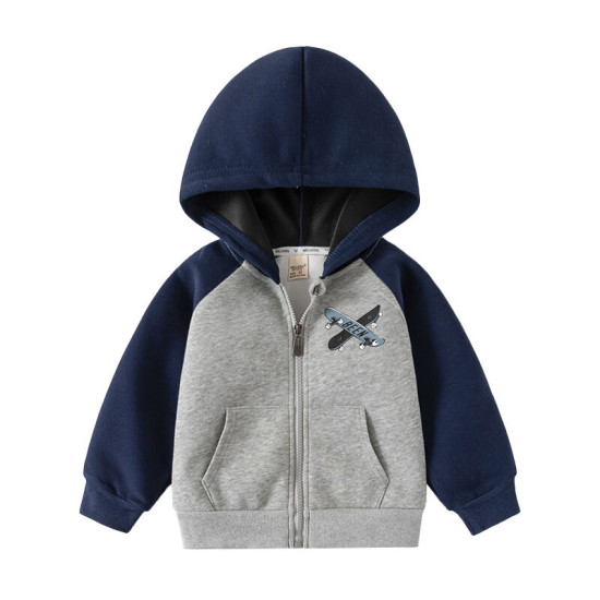 18M-6Y Toddler Boys Color Block Skateboard Zipper Jackets  Boys Clothing   
