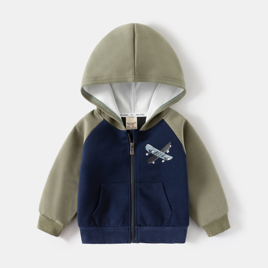 18M-6Y Toddler Boys Color Block Skateboard Zipper Jackets  Boys Clothing   