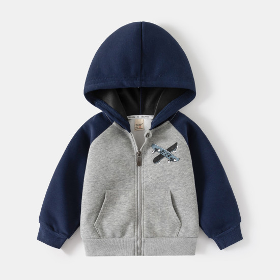 18M-6Y Toddler Boys Color Block Skateboard Zipper Jackets  Boys Clothing   