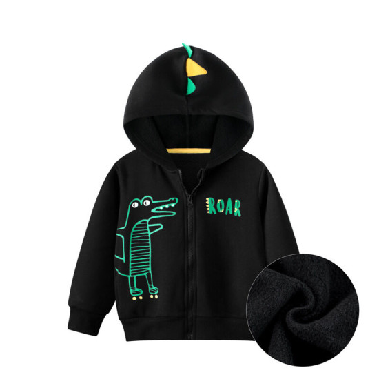 18M-7Y Toddler Boys Dinosaur Zipper Fleece Hooded Sweatshirts  Boys Clothing   