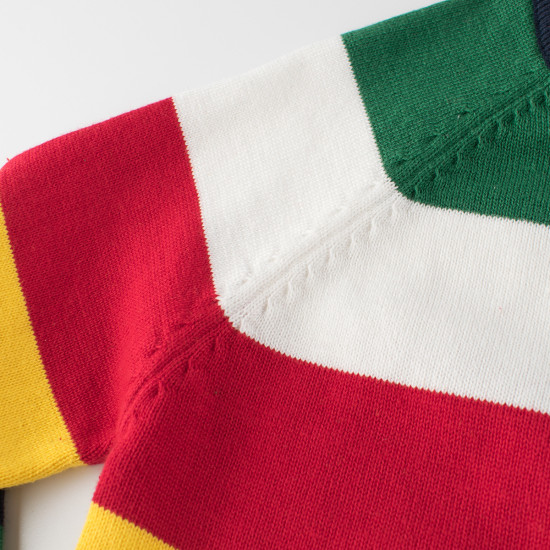 18M-7Y Toddler Boys Neck Striped Colorblock Cardigan Sweater  Boys Clothing   