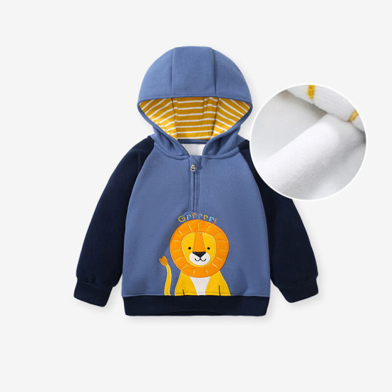 18M-7Y Toddler Boys Lion Long Sleeve Hooded Fleece Jackets  Boys Clothes   