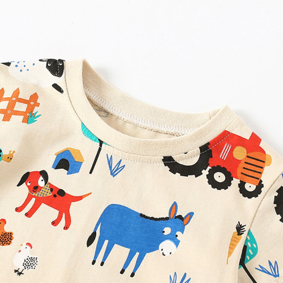 18M-7Y Toddler Boys Cartoon Printed Round Neck T-Shirts  Boys Clothes   