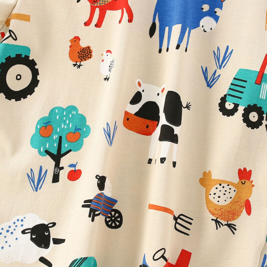 18M-7Y Toddler Boys Cartoon Printed Round Neck T-Shirts  Boys Clothes   