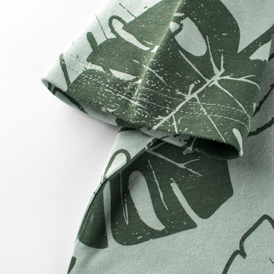 18M-7Y Toddler Boys Leaf Print Short Sleeve T-Shirts  Boys Clothing   