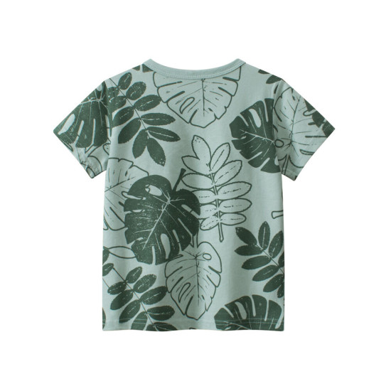 18M-7Y Toddler Boys Leaf Print Short Sleeve T-Shirts  Boys Clothing   