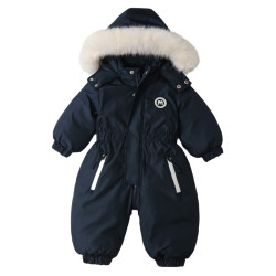 18M-5Y Fur Collar Hooded Plus Fleece Toddler Ski Jumpsuit  Toddler Boutique Clothing   