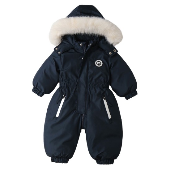 18M-5Y Fur Collar Hooded Plus Fleece Toddler Ski Jumpsuit  Toddler Boutique Clothing   