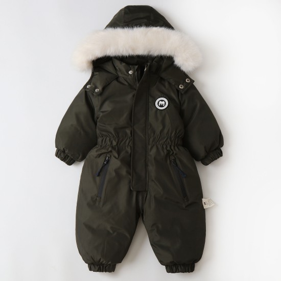 18M-5Y Fur Collar Hooded Plus Fleece Toddler Ski Jumpsuit  Toddler Boutique Clothing   