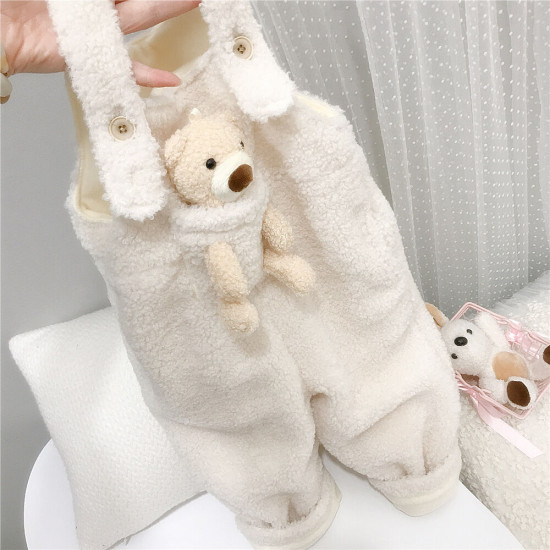 9M-6Y Unisex Pocket Bear Plush Overalls  Toddler Boutique Clothing   